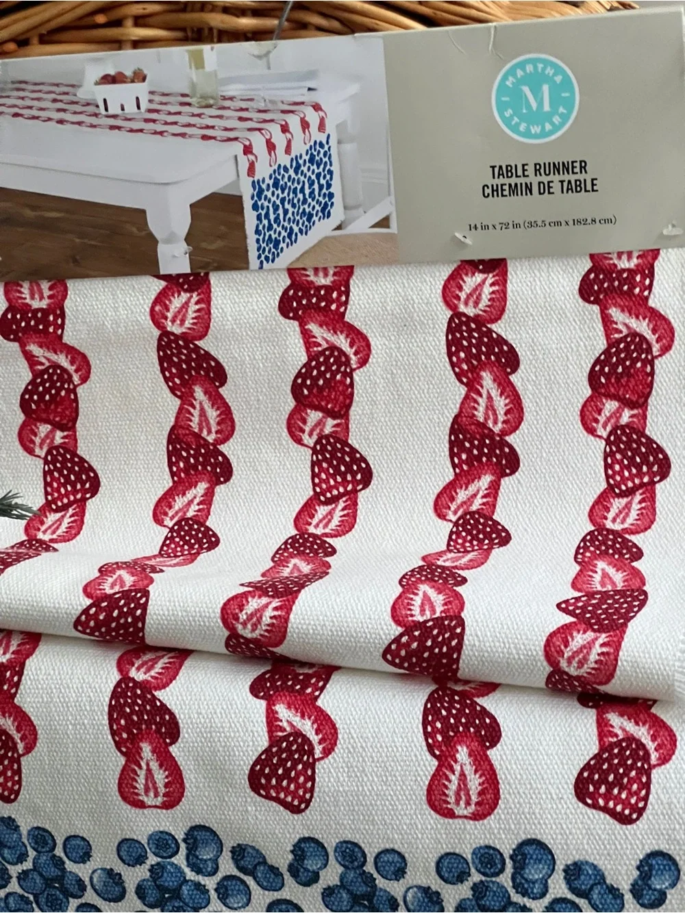 Martha Stewart Berries American Flag Runner NWT